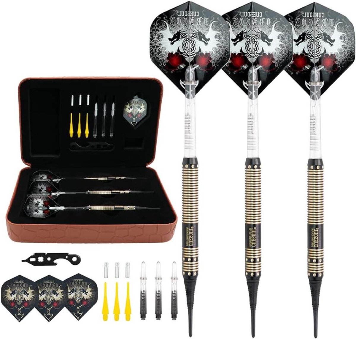 Zachte Dartpijlen Set - Dartspel Accessoires - Hobby Darts Spelen - Luxe Opbergkoffer - 16 Gram - Modieus Design