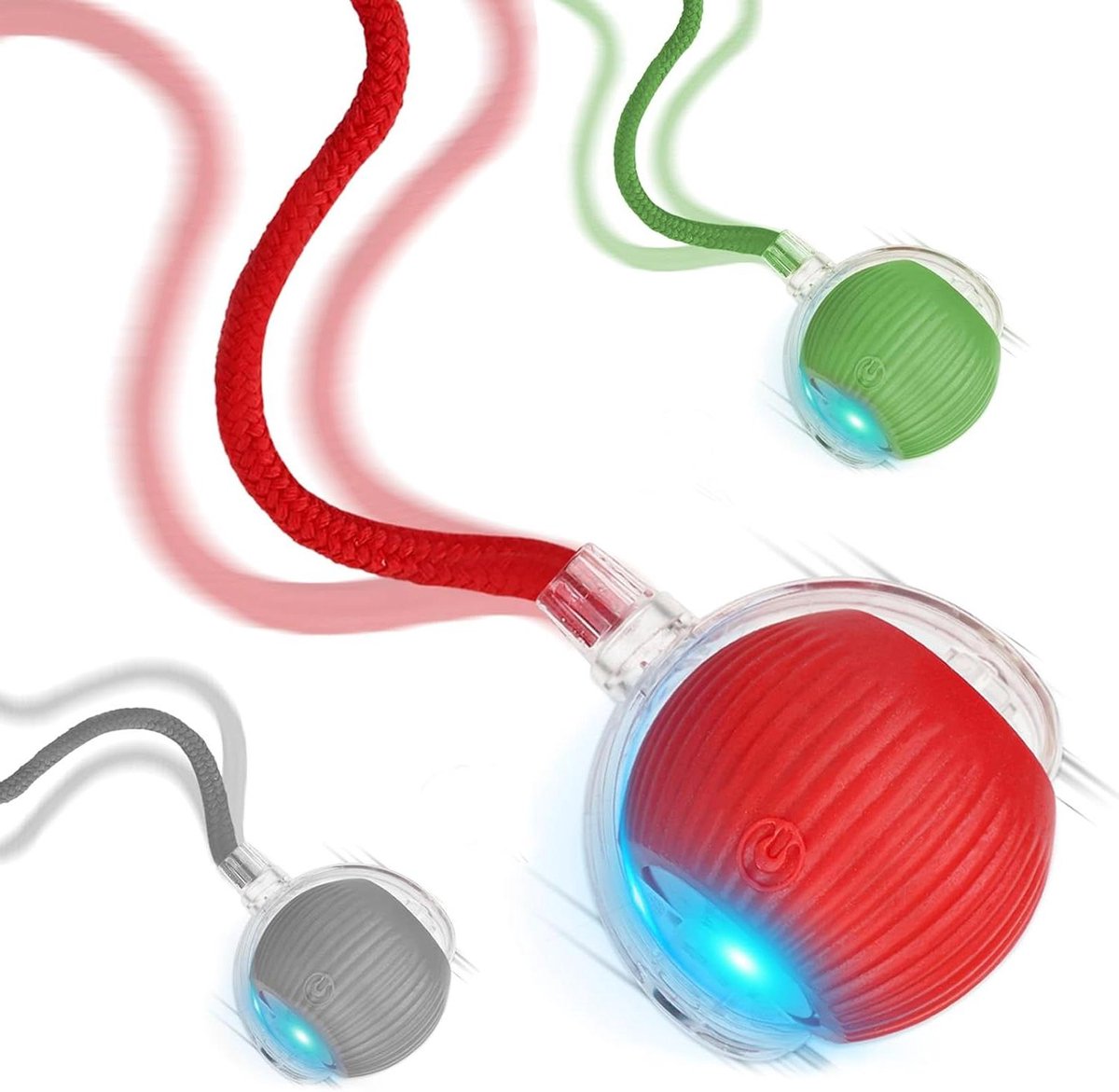 Kattenbal Speelgoed - Interactieve Bal - Actieve Kat - Automatisch Rollend - 3 Stuks - Rood Grijs Groen
