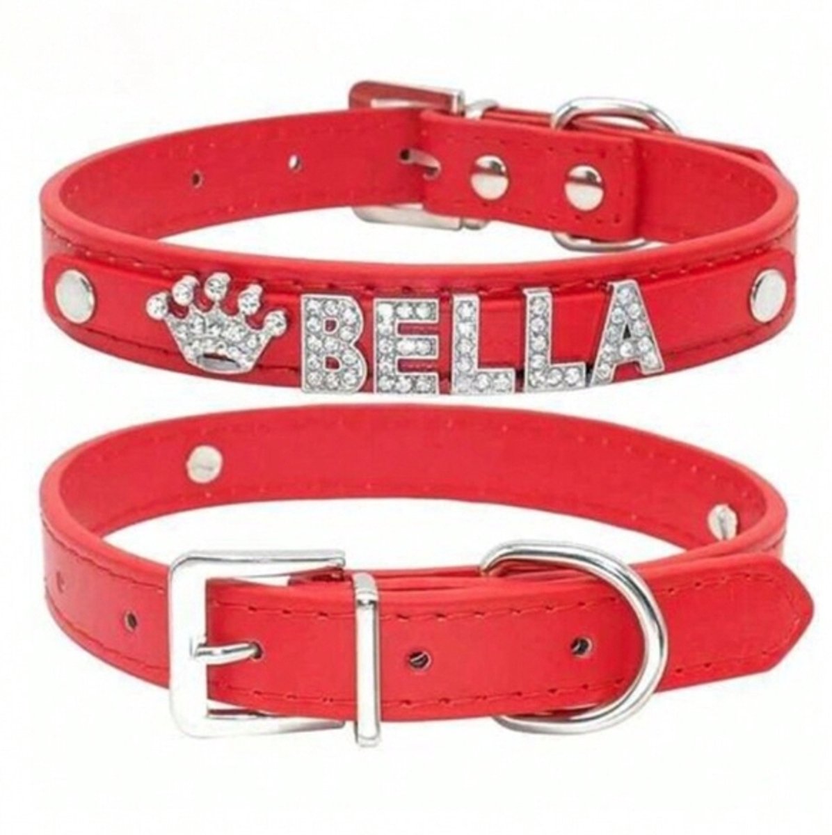 OLOEY Rode leren hondenhalsband-geschikt voor grote-middelgrote en kleine honden-maat XS