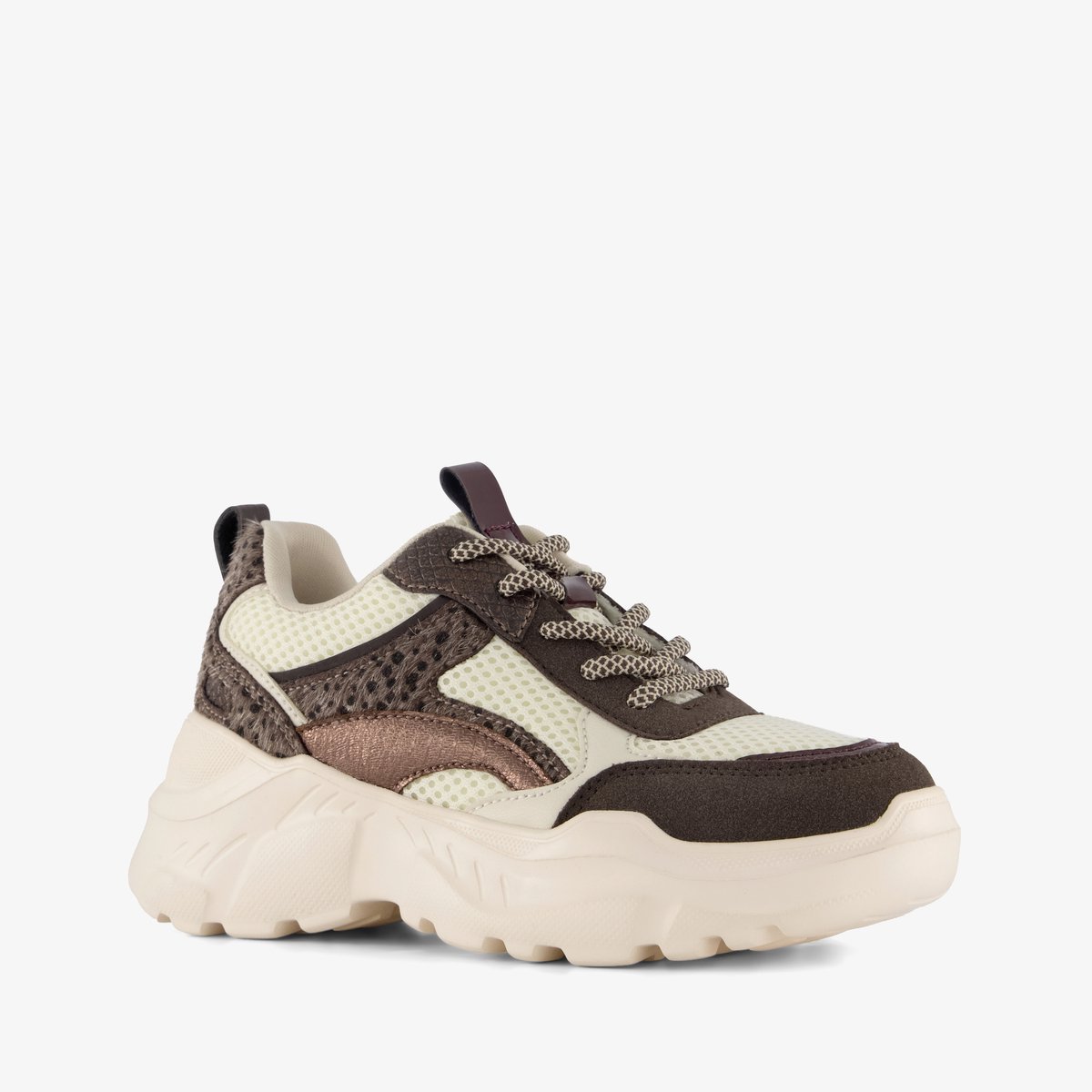 Blue Box meisjes dad sneakers beige bruin - Maat 34 - Uitneembare zool