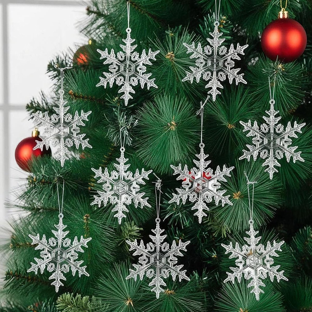 Dailygoods - 12 Stuks Sneeuwvlokken Kerstboomhangers van Acryl