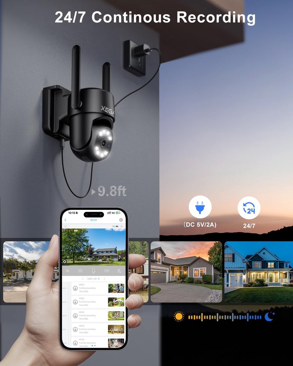 SnelShoppen - 4G LTE Buiten Bewakingscamera, 24/7 Opname, 2K CCTV PTZ Camera, Geen WiFi Nodig, Automatische Volgen, AI Personenherkenning, IP66, SIM K