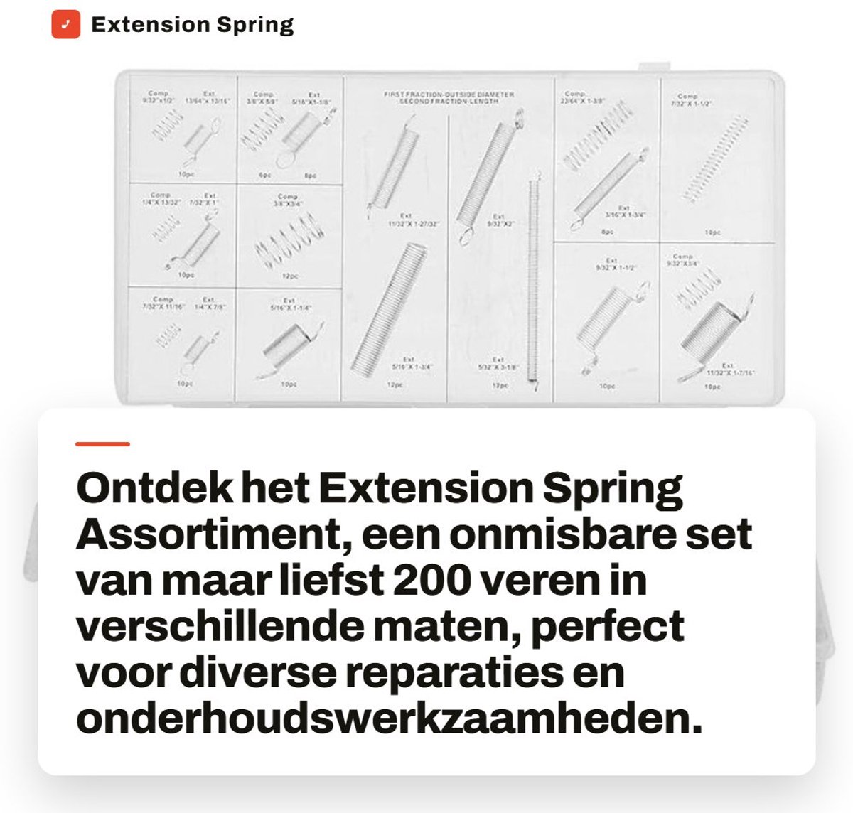Dailygoods - Extension Spring Assortiment - 200 Stuks - Met Plastic Opbergdoos - Diverse Maten - Ideaal voor Onderhoud - Geschikt voor Elektrische App...