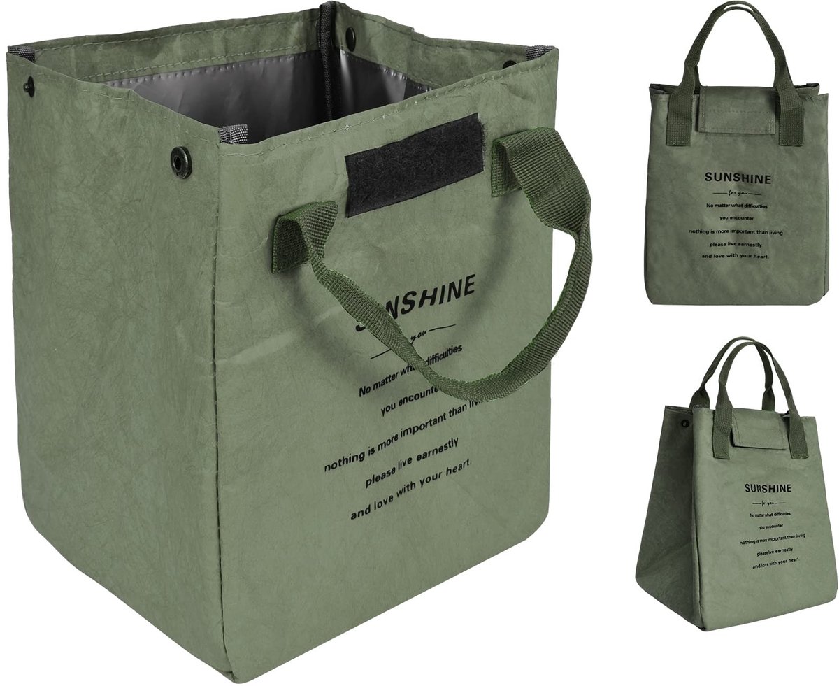 Dailygoods - Koeltas met klittenbandsluiting, 19 x 17 x 24 cm, picknicktas, koeltas, kleine lunchtas voor werk, outdooractiviteiten, sandwichtas, herbruikbare draagtas, groen