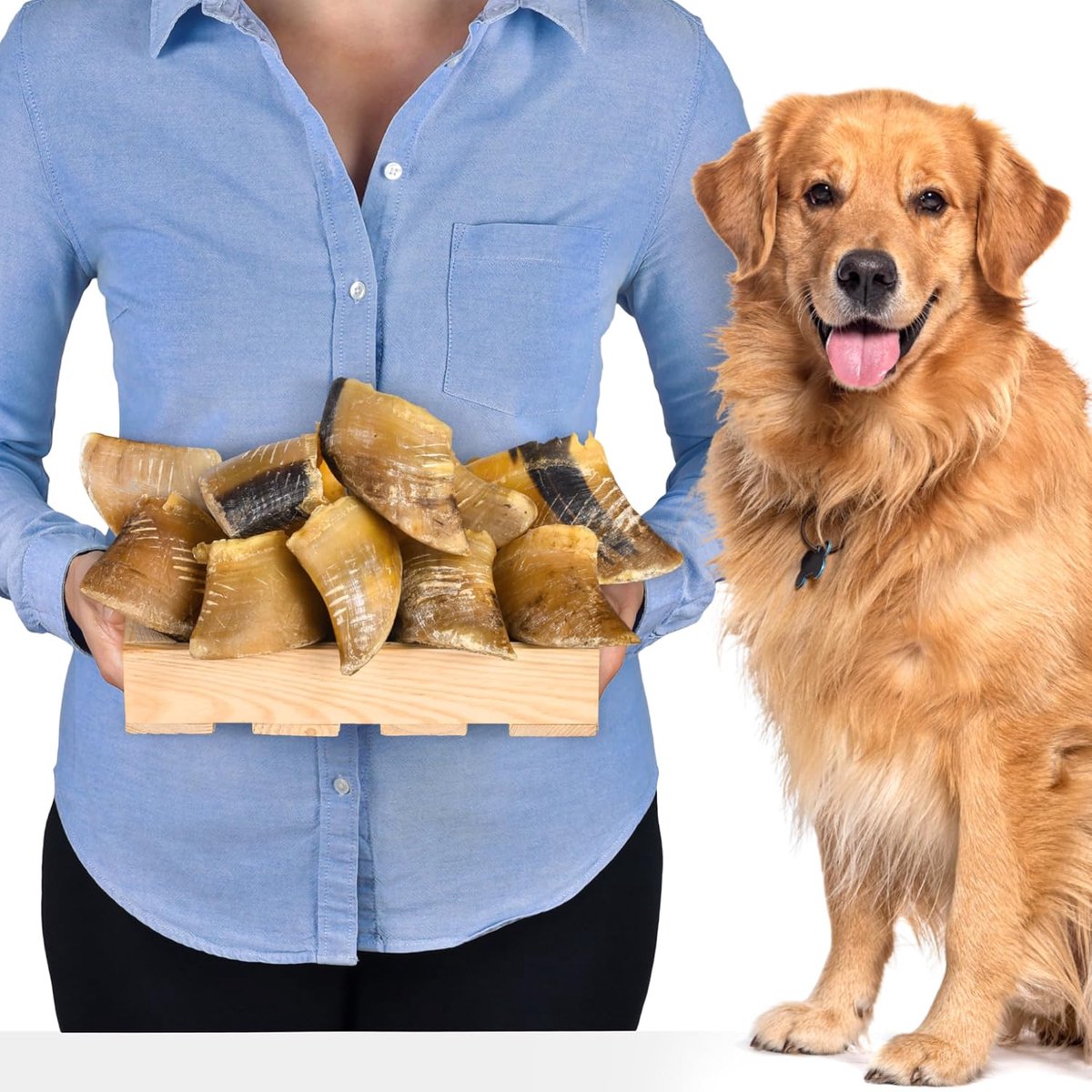 Thijox - Gedroogde Kalfshoeven voor Honden - Vetarm Kauwspeelgoed - Ideaal voor Tandverzorging en Gezondheid - 10 Stuks - Natuurlijk en Evenwichtig