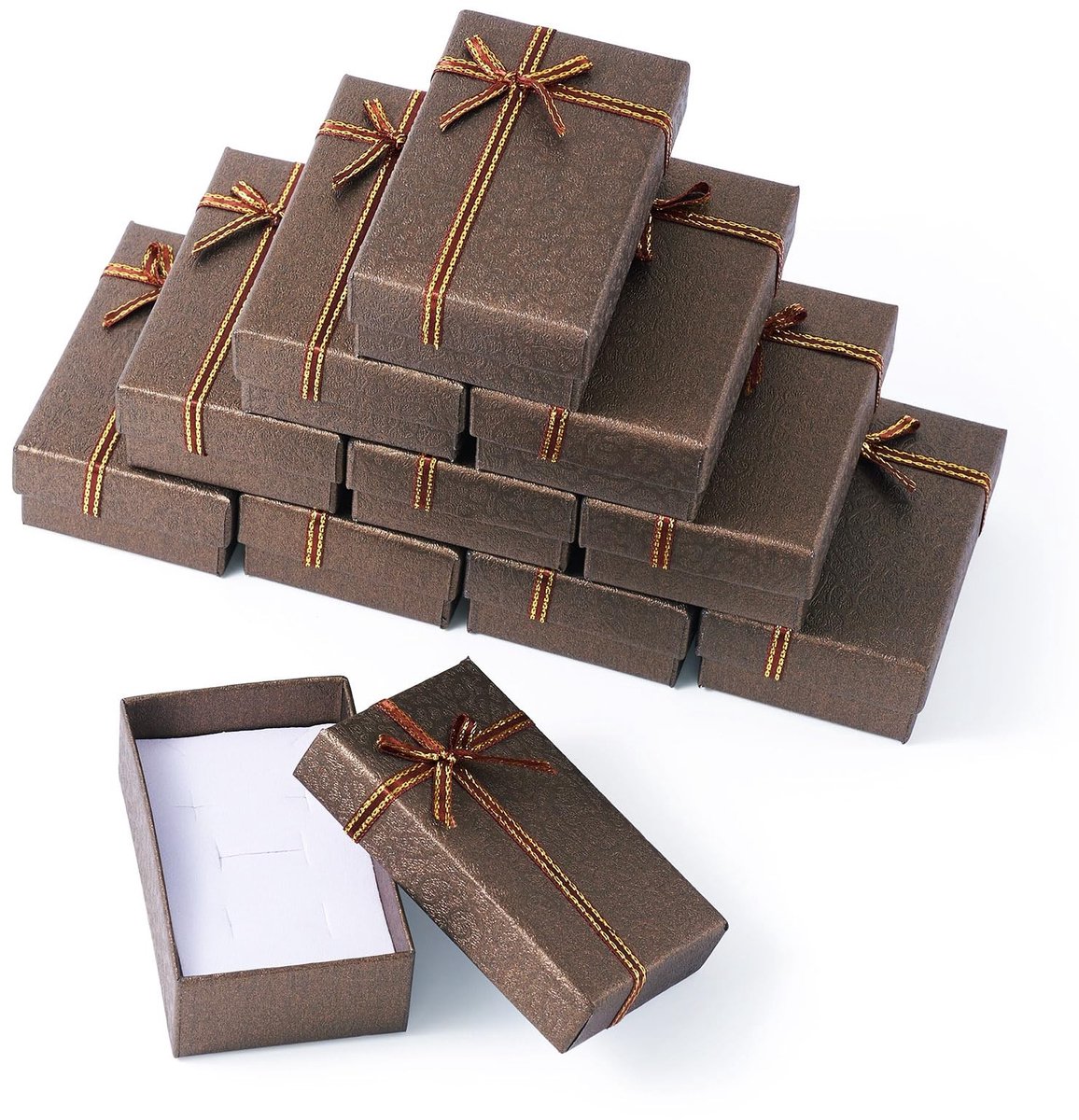 Dailygoods- Sieraden Doos 12 Stuks - Kartonnen Verpakking - Rechthoekige Dozen - Bescherming met Spons - Duurzaam Materiaal - Afmetingen 48x77x27 mm - Sieradenverpakking
