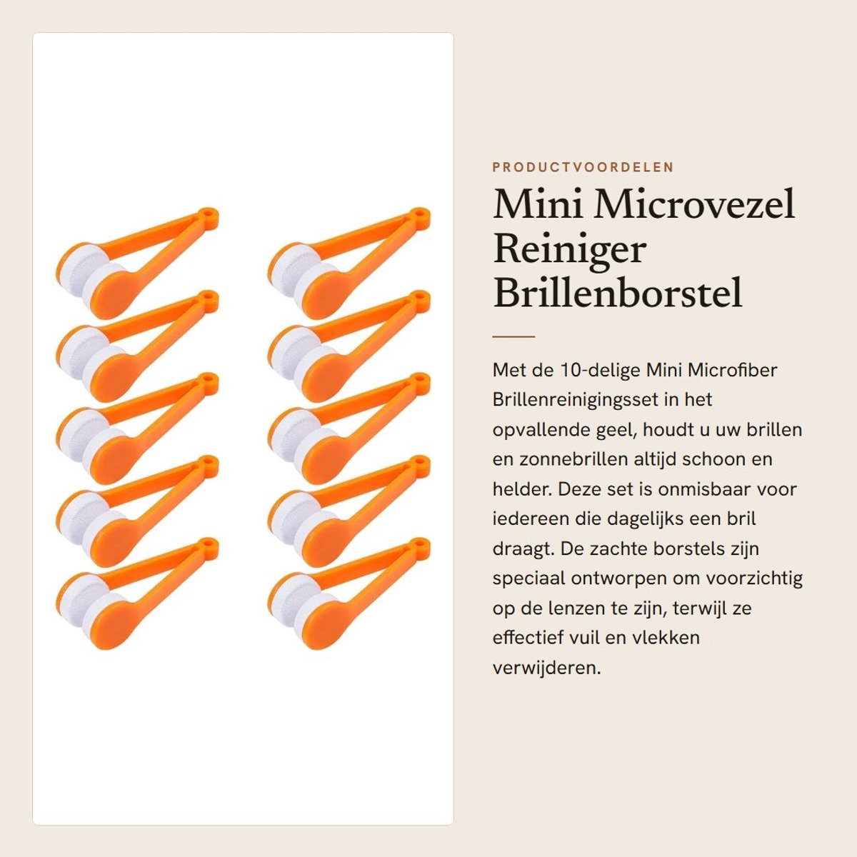 Dailygoods- Brillenborstel - 10 Stuks - Microvezel Reinigingsset - Zonnebril Reinigingsclips - Zachte Borstels - Praktische Oplossing - Brillenreiniger