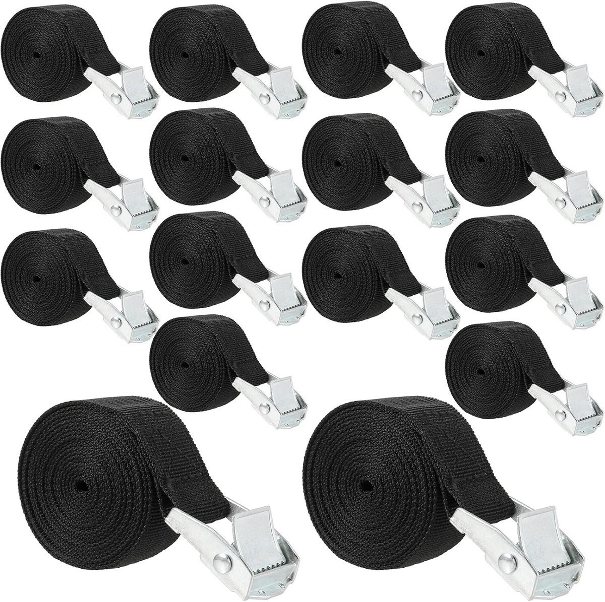 16-pack 6.5 voet lashing straps met zinklegering cam buckle, sterke bevestigingsriemen voor vrachtwagens, motorfietsen en tuinapparatuur