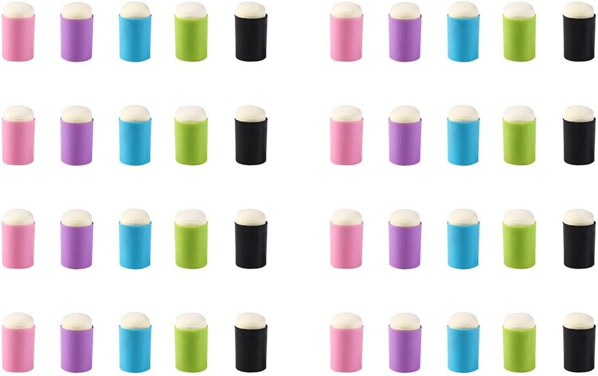 Multifunctionele Vinger Sponsjes voor DIY Sjablonen, Schilderen en Creatief Tekenen - 40 Stuks Kleurig