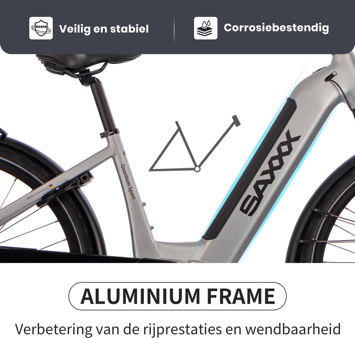 SAXXX 28 inch Stads E-bike - 250W Middenmotor - Tot 100km Actieradius thumbnail 5
