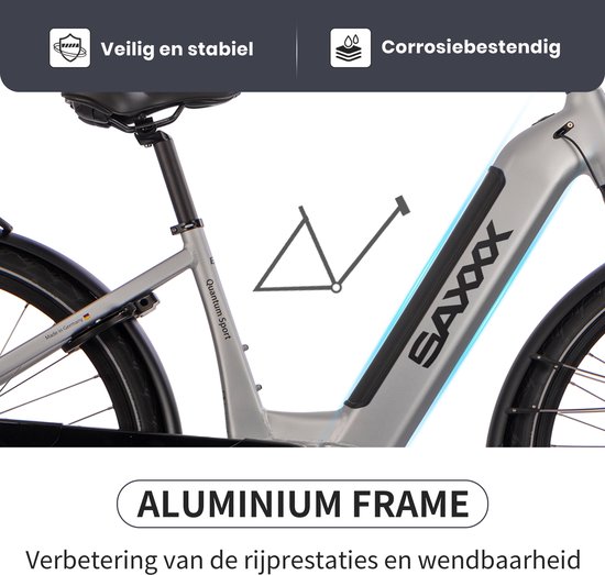 SAXXX 28 inch Stads E-bike - 250W Middenmotor - 80Nm Krachtige Ondersteuning - 36V 540Wh Geïntegreerde Uitneembare Accu - Tot 100km Actieradius - SHIMANO Deore 10 Versnellingen - Hydraulische Schijfremmen - SR SUNTOUR Verende Voorvork van Saxxx — afbeelding 5