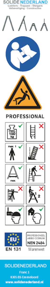 SolideNederland - Trap gebruiksaanwijzing sticker - 20x5cm - 10 stuks