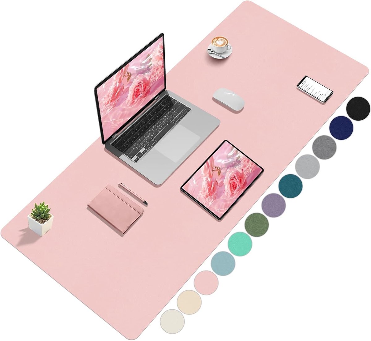 Desk pad roze 120x60 cm voor een stijlvolle werkplek, bureauaccessoire, en ondergrond voor notebooks