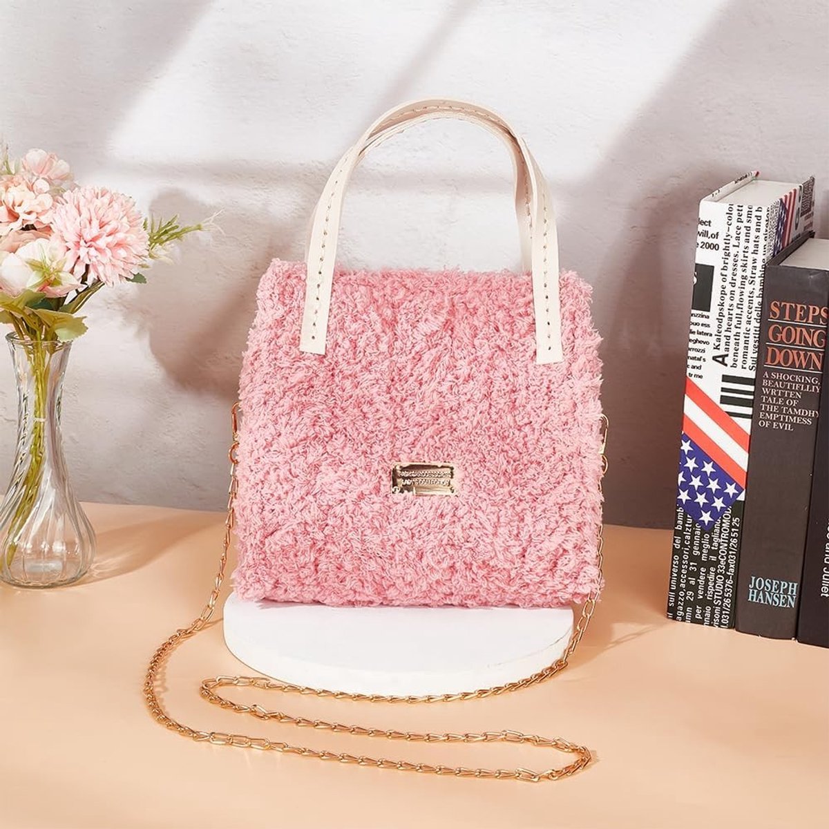 Handgemaakte Haak- en Brei Kit voor Dames, Woven Tote Bag Materialen en Accessoires, Roze, Creatief Project