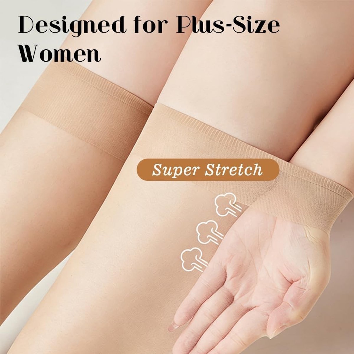 Kniekousen voor Dames, 4 Paar 15D Transparante Kousen, Hoge Pasvorm, beige Sokken voor Comfort en Stijl