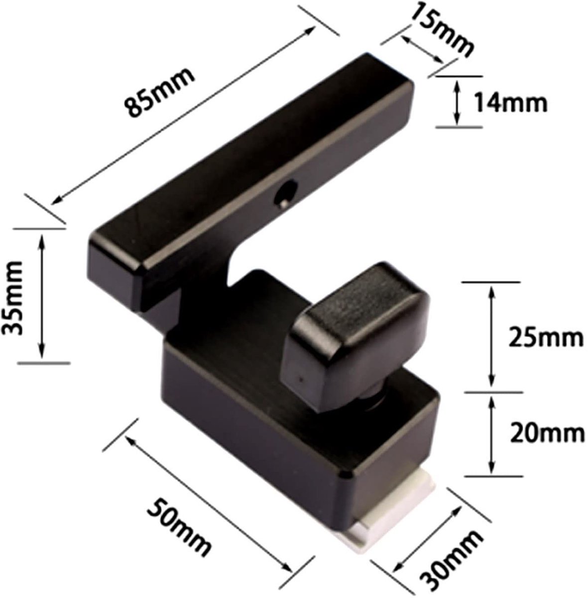 Dailygoods- T-sleuf Verstek - Houtwerk T-sleufverstek - Verstekrail - Glijdende Begrenzing - Bakelieten Materiaal - Snelle Handgreep - Houtbewerkingsaccessoire