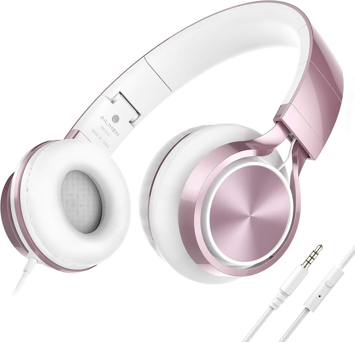 Thijox - Bedrade hoofdtelefoon met microfoon voor Chromebook, laptop, computer en smartphone - Lichtgewicht opvouwbare headset voor schoolmeisjes, jon