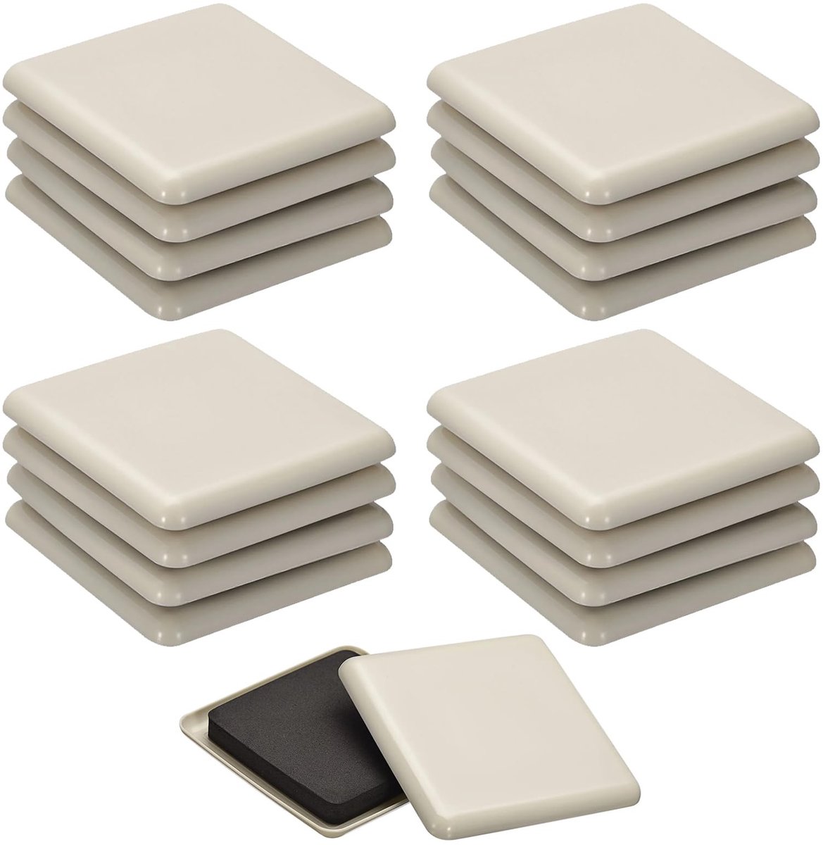 Dailygoods - 16 stuks meubelglijders, zelfklevende glijders, 50 mm meubelglijders, heavy-duty meubelglijpads, herbruikbare heavy-duty meubelverhuizer, voor slaapbanken, stoelen, tafels (beige/vierkant)