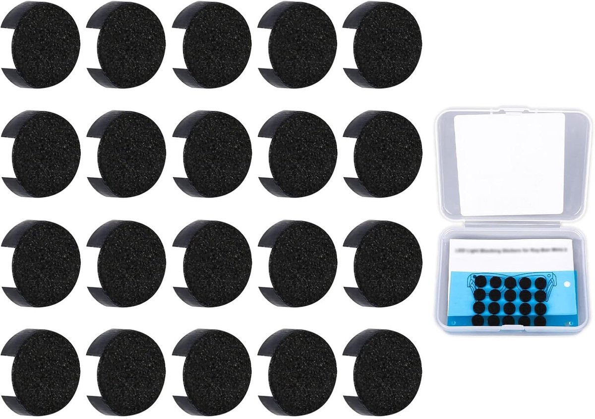 Thijox - 20 Stuks Lensbeschermer voor Brillen - 5 mm LED-Lichtafdekkingsstickers - Compatibel met Meta/Skyler/Headliner - Zwart - Ideaal voor Bescherm
