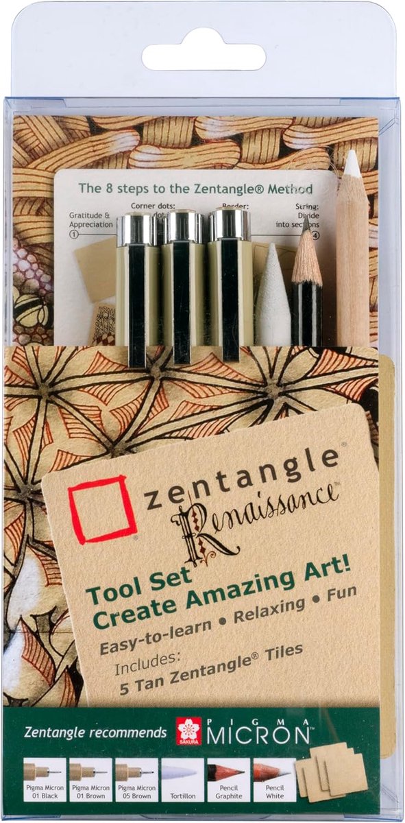 Thijox - 11-delige Zentangle Renaissance schildergereedschapsset met fineliner, potloden en stoffen voor creatieve kunstprojecten, ideaal voor beginne