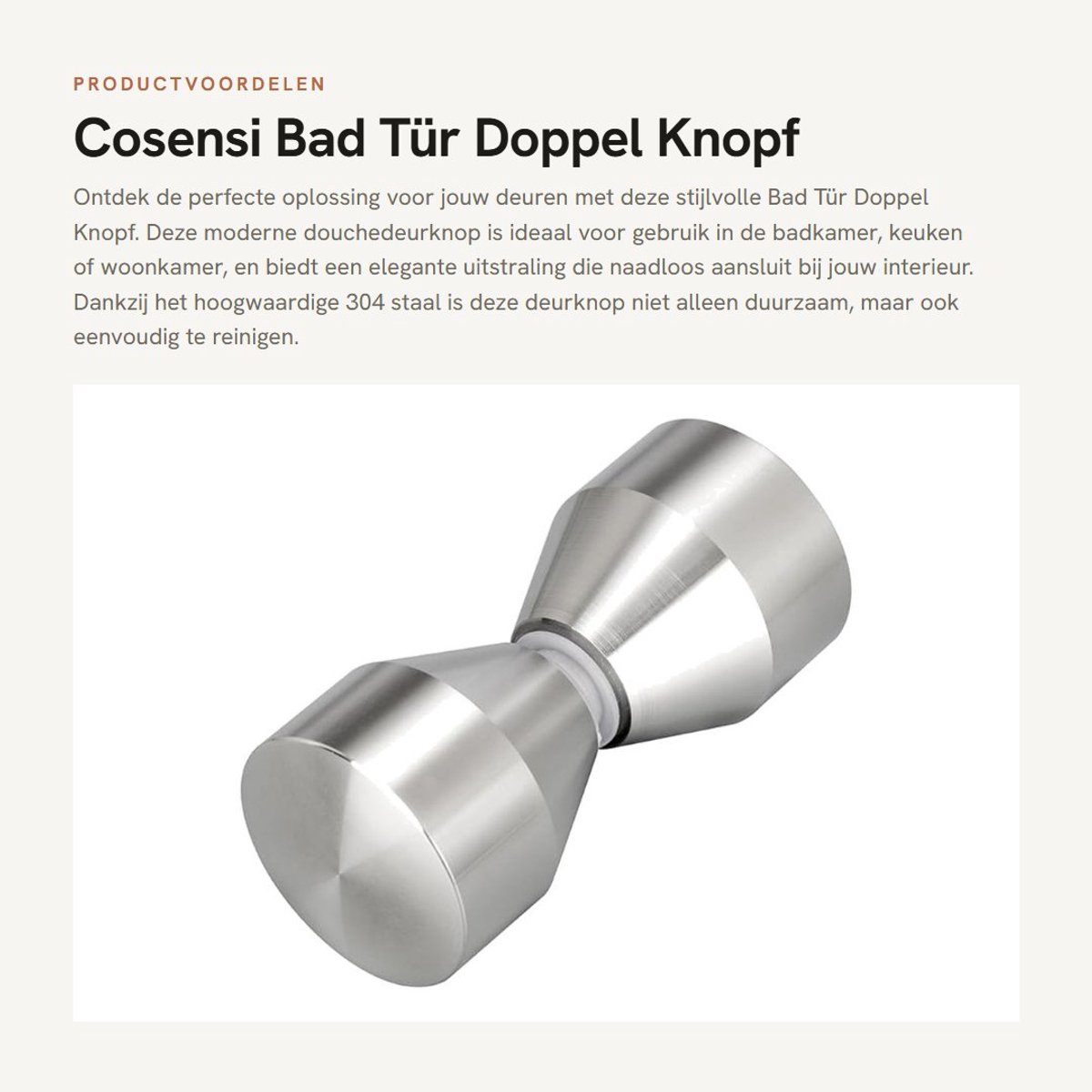Dailygoods - Duschtürgriff - Douchedeurknop - Badkamer Deurknop - Douche Deur Accessoires - 30 mm Diameter - Hoog 304 Staal