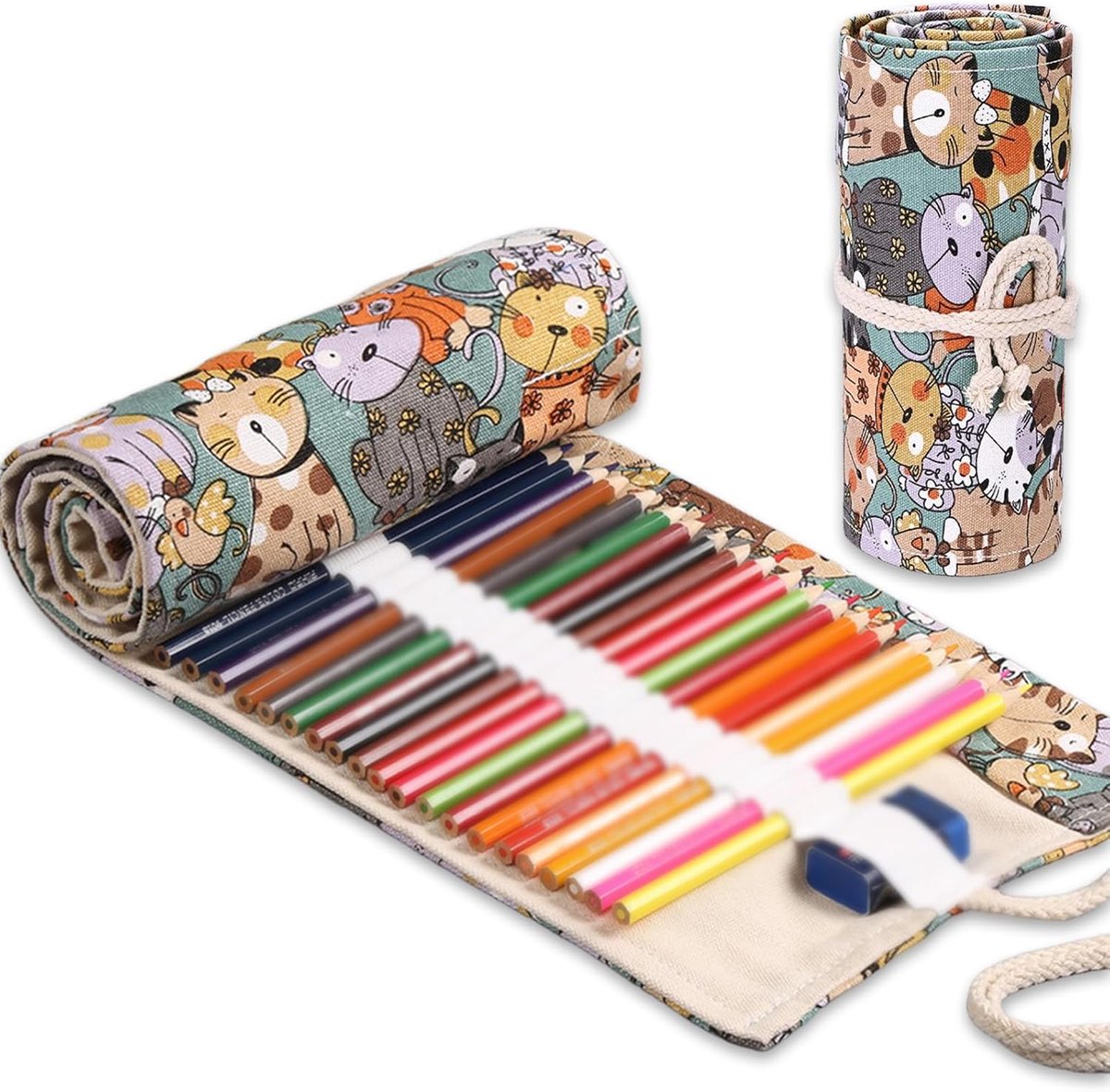 SnelShoppen - Grote potloodhouder met 72 gaten, schattige kat cartoonpatroon, multifunctionele pennenetui voor jongens en meisjes, ideaal voor school