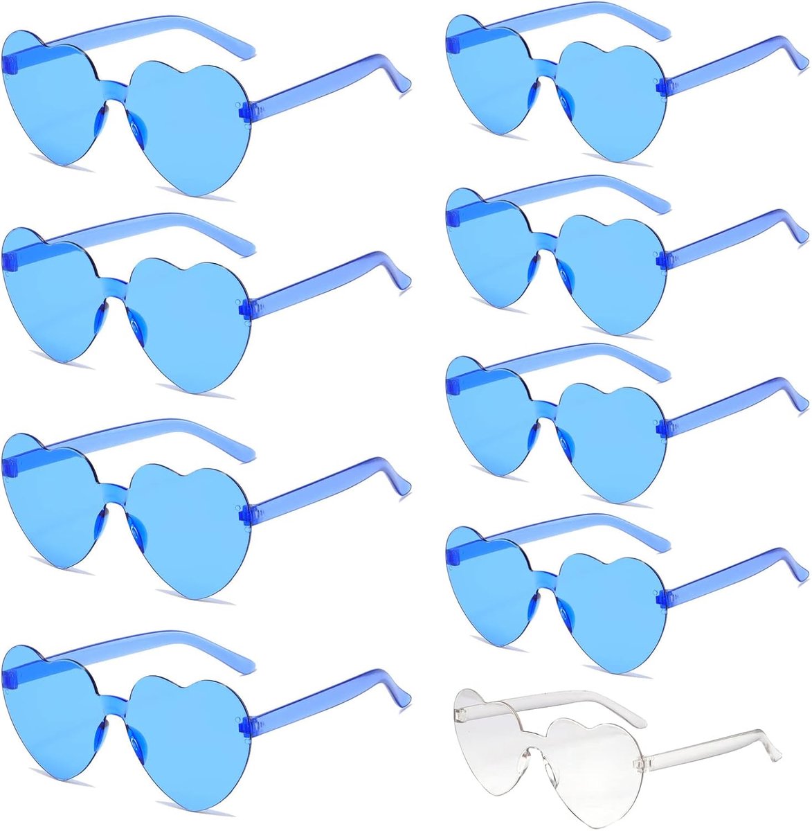 Thijox - Hartvormige Zonnebril Set voor Vrijgezellenfeesten - 9 Stuks, Inclusief 1 Bride en 8 Teambruid Brillen, Perfecte Party Accessoires voor Bruil