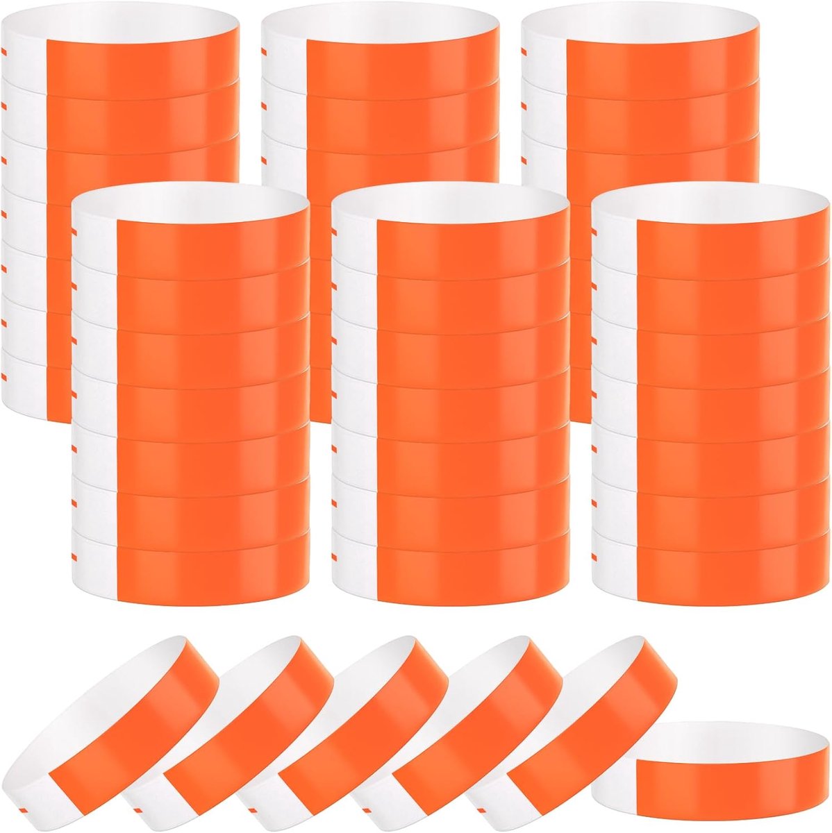 Thijox - 300 Waterdichte Papieren Armbanden Oranje voor Festivals, Feestjes, Evenementen, Synthetisch Papier, 25cm x 2cm, Zelfklevend, Perfect voor Ki