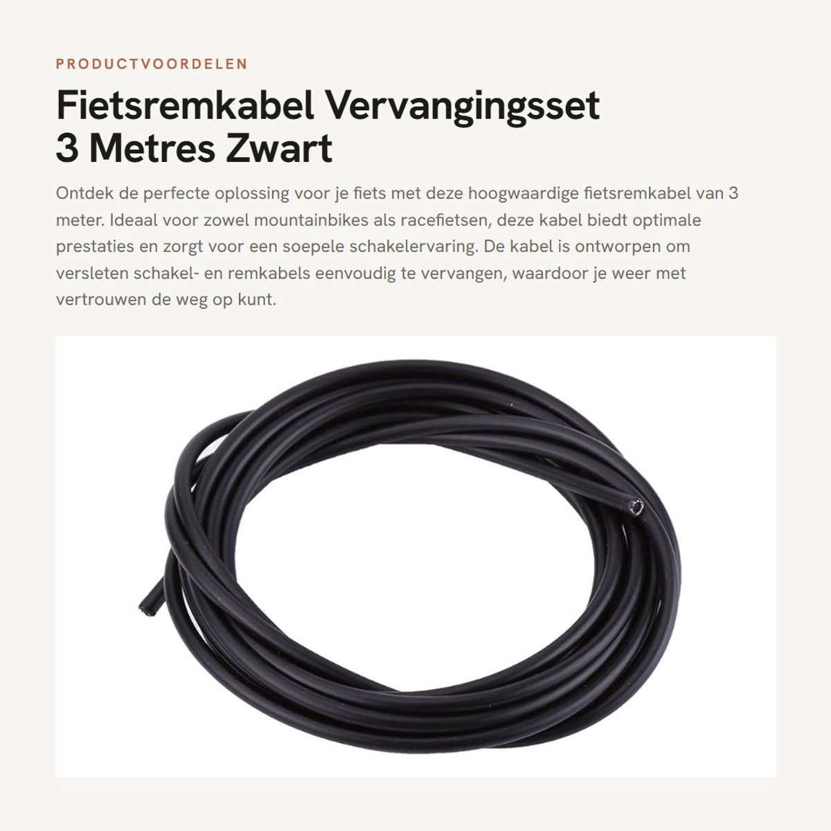 Inovra- Remkabel 3 Meter - Stalen Kabel - Vervangingsset - Fietsremkabel - Geschikt voor MTB/Race - Diameter 4 mm - Fietsdraden