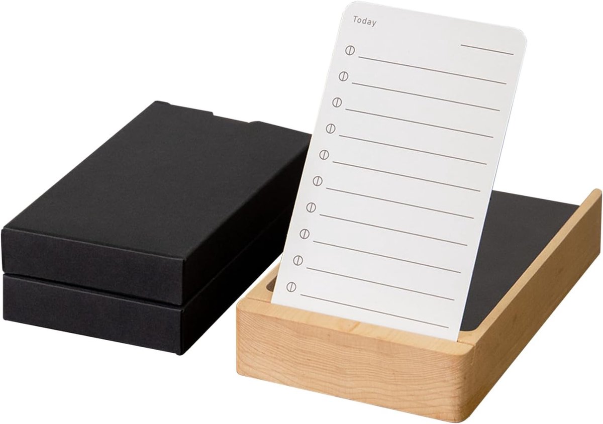 Thijox - Muso Wood Dagelijkse Takenlijstplanner met Esdoornstandaard - 100 Ongedateerde Takenlijstkaarten - Notitieblok voor Bureauaccessoires en Verb