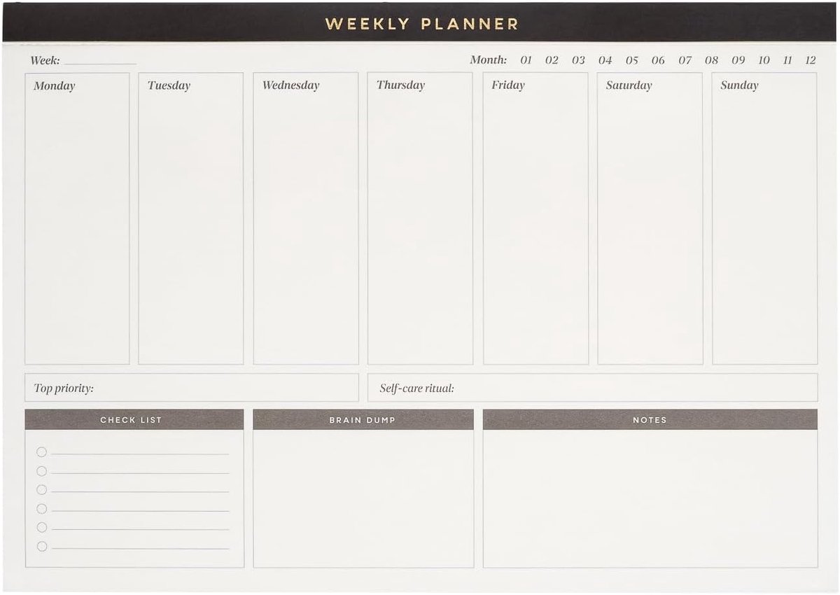 SnelShoppen - Kokonote Weekplanner A4 Basic Studio | 64 Afscheurpagina's, Bureau-Organizer, Gezin, Wekelijkse Kalender, Takenlijst, Schattig Briefpapi