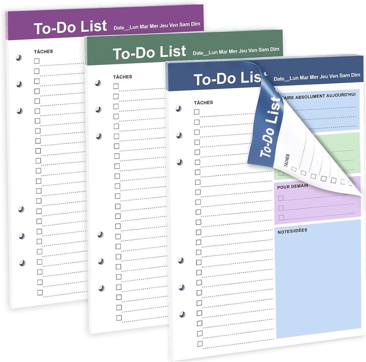 Navulpapier Agenda - Dagplanner Bladen - Dagelijkse Planning - Ongedateerd Driekleurig - A5 180 Pagina's - Mix