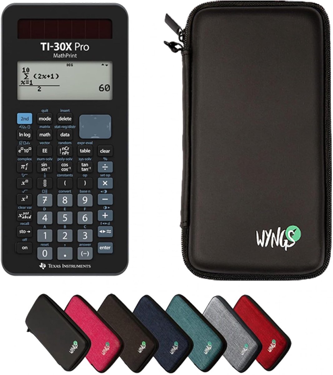 Thijox - TI-30X Pro MathPrint Wetenschappelijke Rekenmachine met WYNGS Beschermhoes Zwart - Ideaal voor Wiskunde, School en Studie