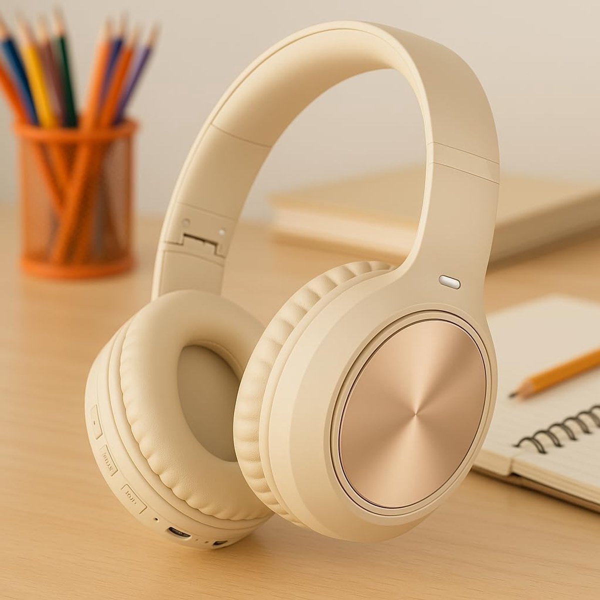 Thijox - Bluetooth-hoofdtelefoon voor kinderen, kattenoortelefoon, over-ear met LED-licht, opvouwbaar, draadloos met microfoon en micro SD, ideaal voo