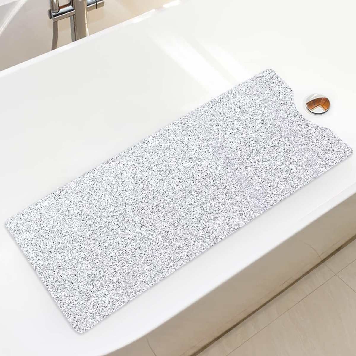 Antislip Badmat 100x40 cm - Extra Zacht, Schimmelbestendig en Machinewasbaar voor Badkamer en Badkuip (Wit)