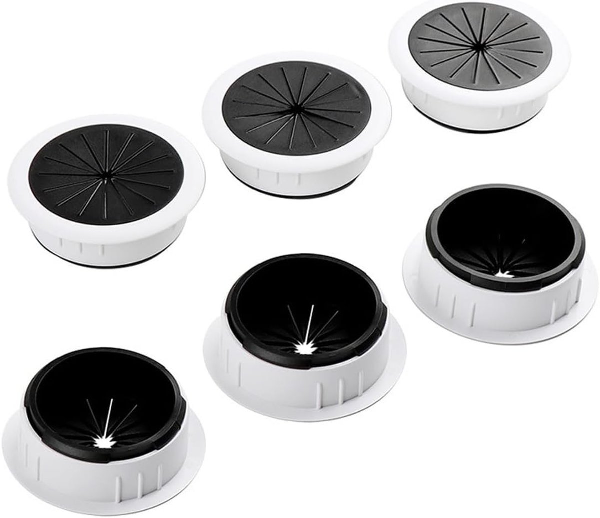 Set van 6 Bureau Grommets, 60mm Plastic Ronde Kabeldoorvoer, Kabel Organizer voor Thuiswerkplek en Computer Bureau