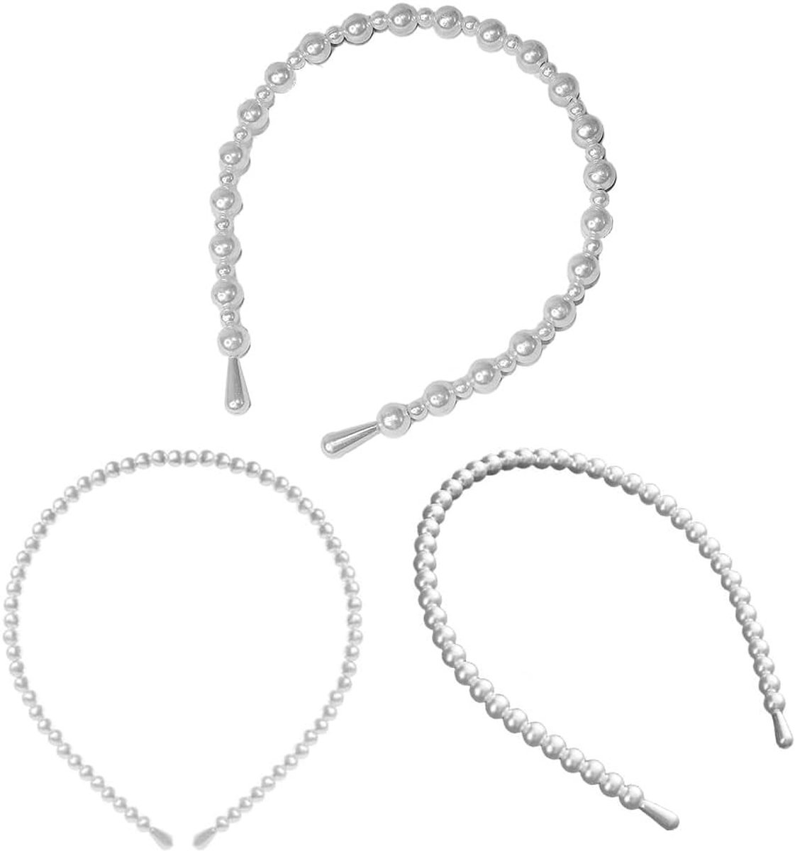 Elegante set van 3 haarbanden met witte faux parels voor bruiden en dames, perfect voor bruiloften en dagelijks gebruik, rekbaar en stijlvol