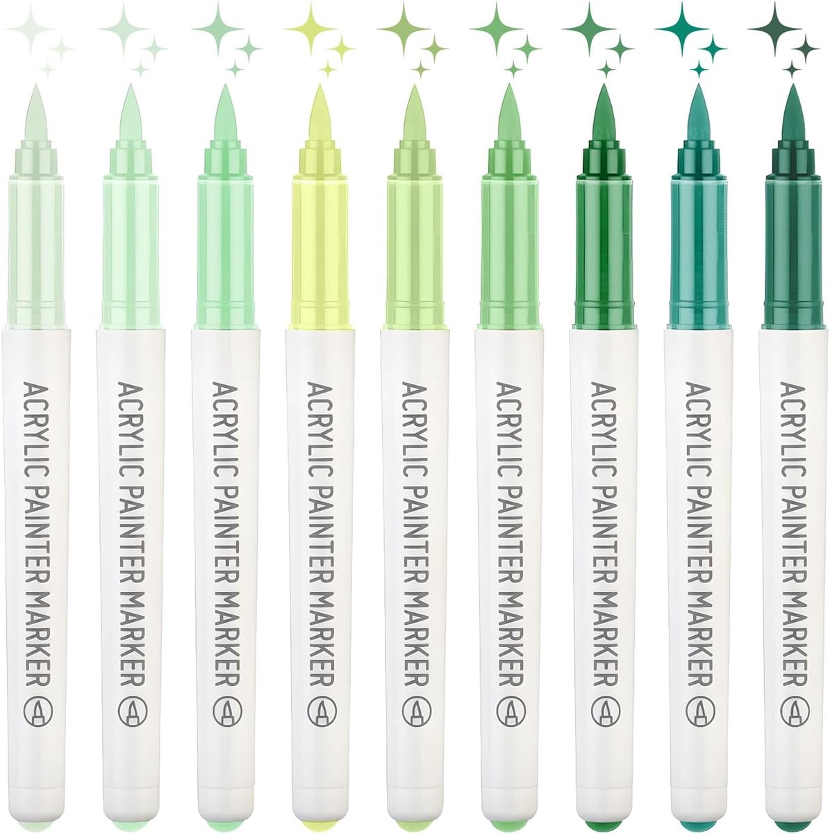 Thijox - 9 stuks professionele acryl markeerstiften set - waterdichte creatieve stiften in 5 kleuren voor volwassenen en kinderen - ideaal voor kunst