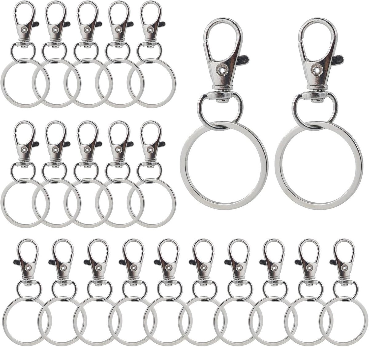 Inovra- Sleutelhangers 22 Stuks - Karabijnhaken/Sleutelringbanden - Sleutelhangerclips - Antislip Haken - Flexibel Ontwerp - Hoogwaardig Metaal - Sleutelring