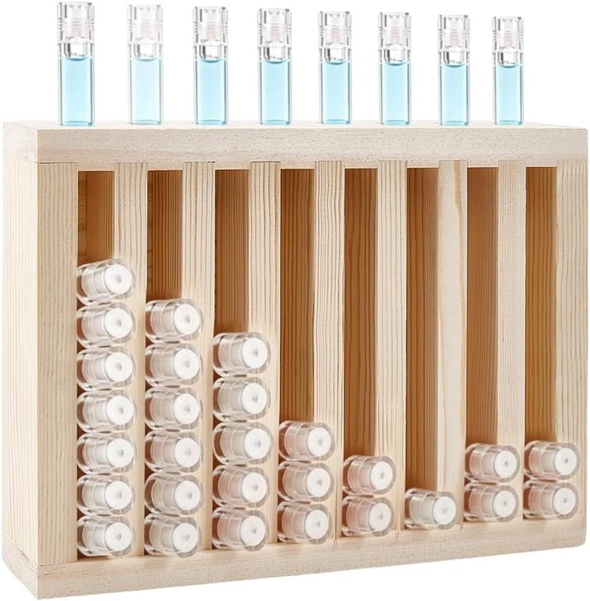 Houten lippenstifthouder met 8 sleuven van grenen hout, lipgloss organizer voor ambachtelijke displays en etherische olie opbergrek