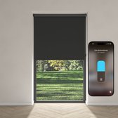 Eve Motionblinds (Matter) - Slim elektrisch rolgordijn voor binnen, app-/spraakbediening, schema's, verduisterend, oplaadbare accu, vrijhangend, schroefmontage, automatiseringen, vereist een hub, zwart - 240x190cm