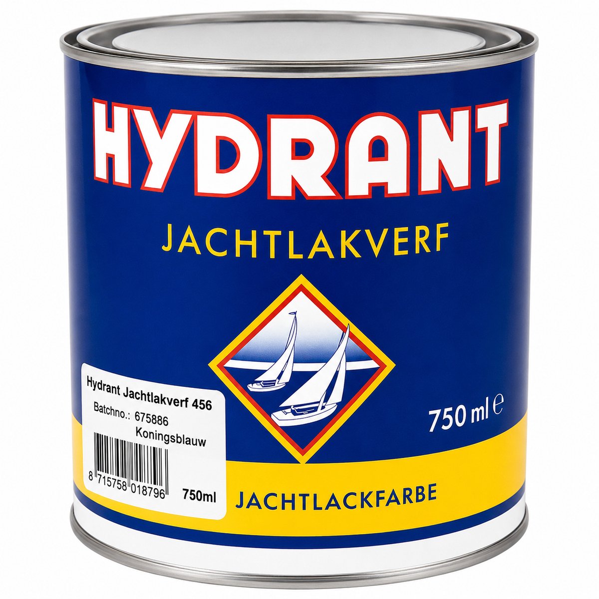 Hydrant Jachtlakverf 456 Koningsblauw Hoogglans – 750 ml – Slijtvaste Alkyd Jachtlak voor Hout, Staal, Aluminium & Polyester