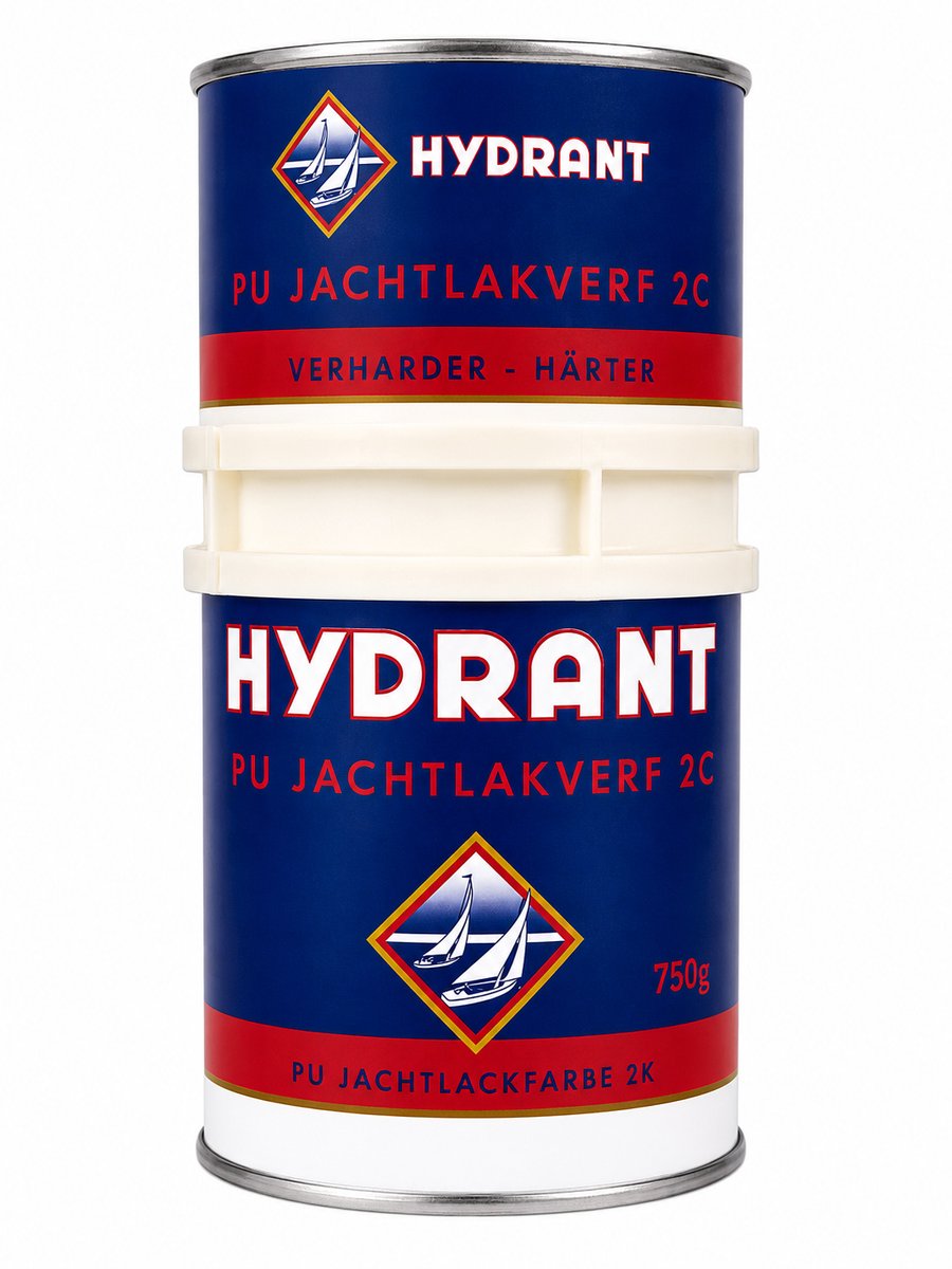 Hydrant PU Jachtlakverf 2C Hoogglans Tweecomponenten Jachtlak Set 750 gram inclusief Verharder voor Hout, Metaal en Andere Ondergronden – Zeeblauw HY307