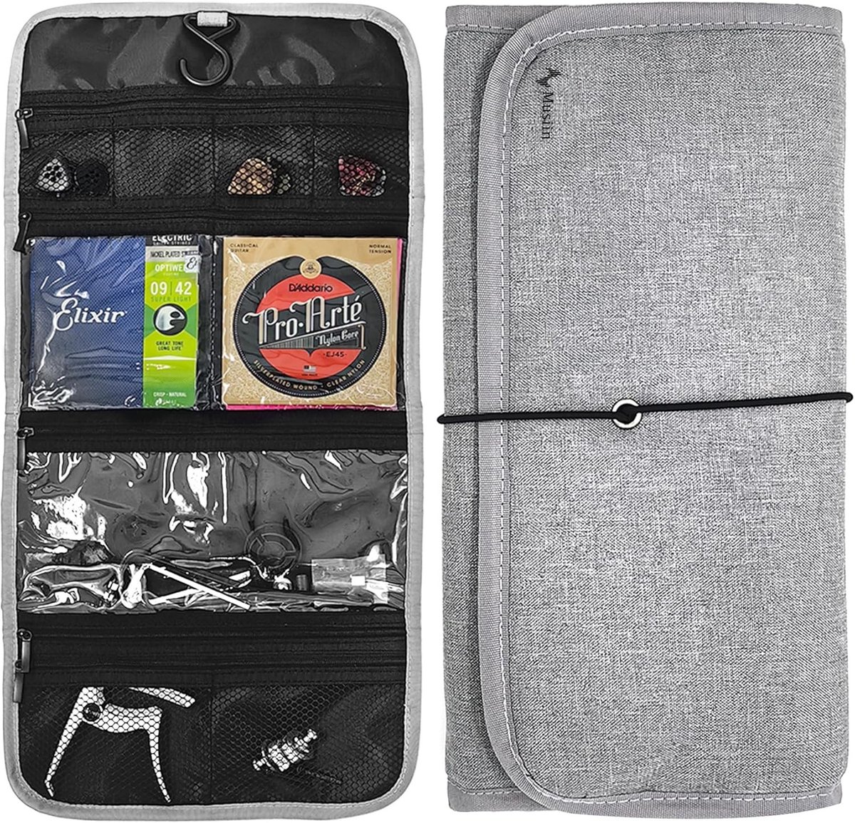 Guitar Accessory Organizer Bag - Opvouwbare Tas voor Makkelijk Toegang tot Plectrums, Snaren en Capo
