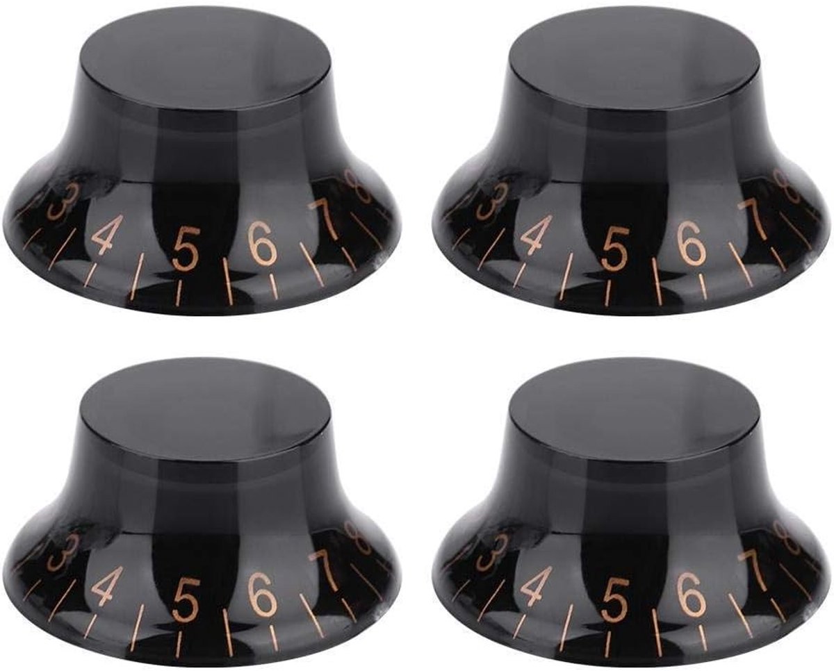 4pcs Volume Control - Speed Tone Regulator - AMP Effect Pedal Controller voor Gitaren en Bas - Onderdelen (Zwart + Goud)