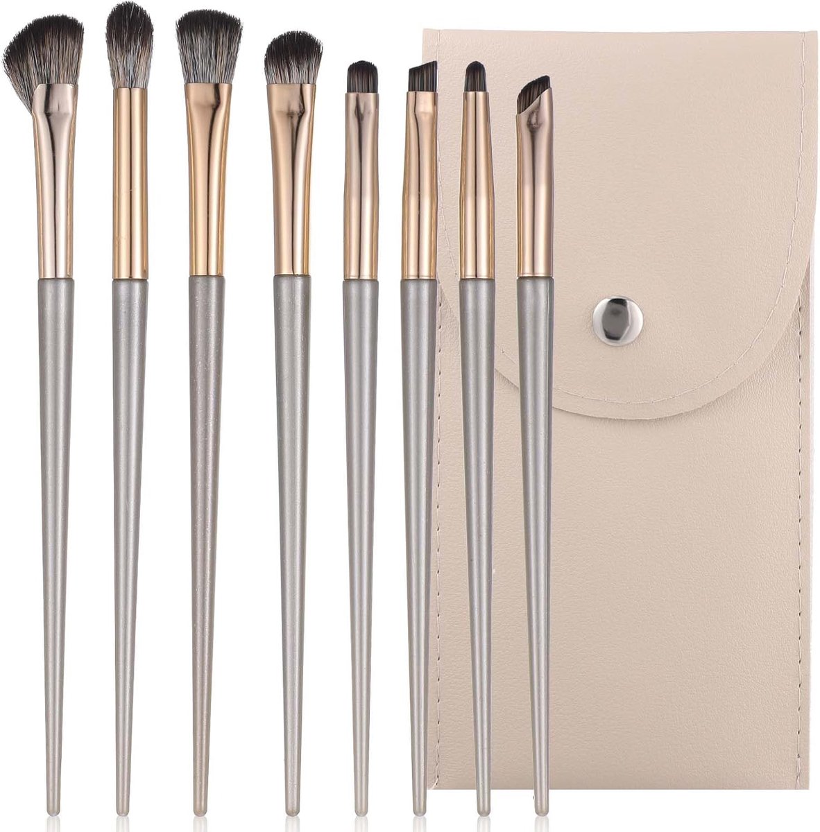 Thijox - 8-delige Oogkwastenset - Gouden Oogschaduw Make-upkwasten - Aluminium en Nylon Blenderpenseel voor Oogschaduw, Foundation en Cosmetica - Perf