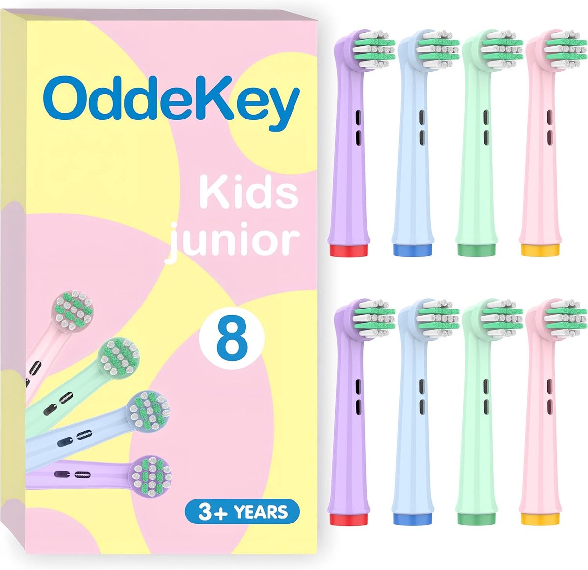 SnelShoppen - Pro Junior Opsteekborstels voor Kinderen, Compatibel met Elektrische Tandenborstel, Zachte Borstelharen, 8 Stuks, Ideaal voor Kinderen v