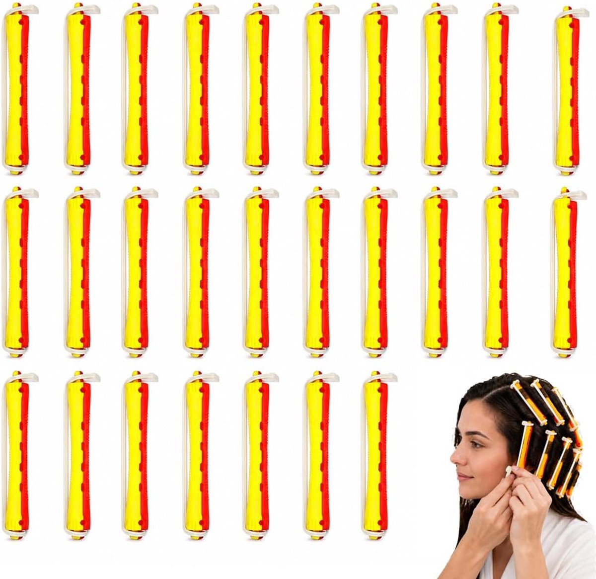 Thijox - 24 Stuks Haarstaven Set - Permanente Krulspelden zonder Hitte - Perfect voor Dames - Haarschade Vermijden - Ideaal voor Thuis Haarstyling - G