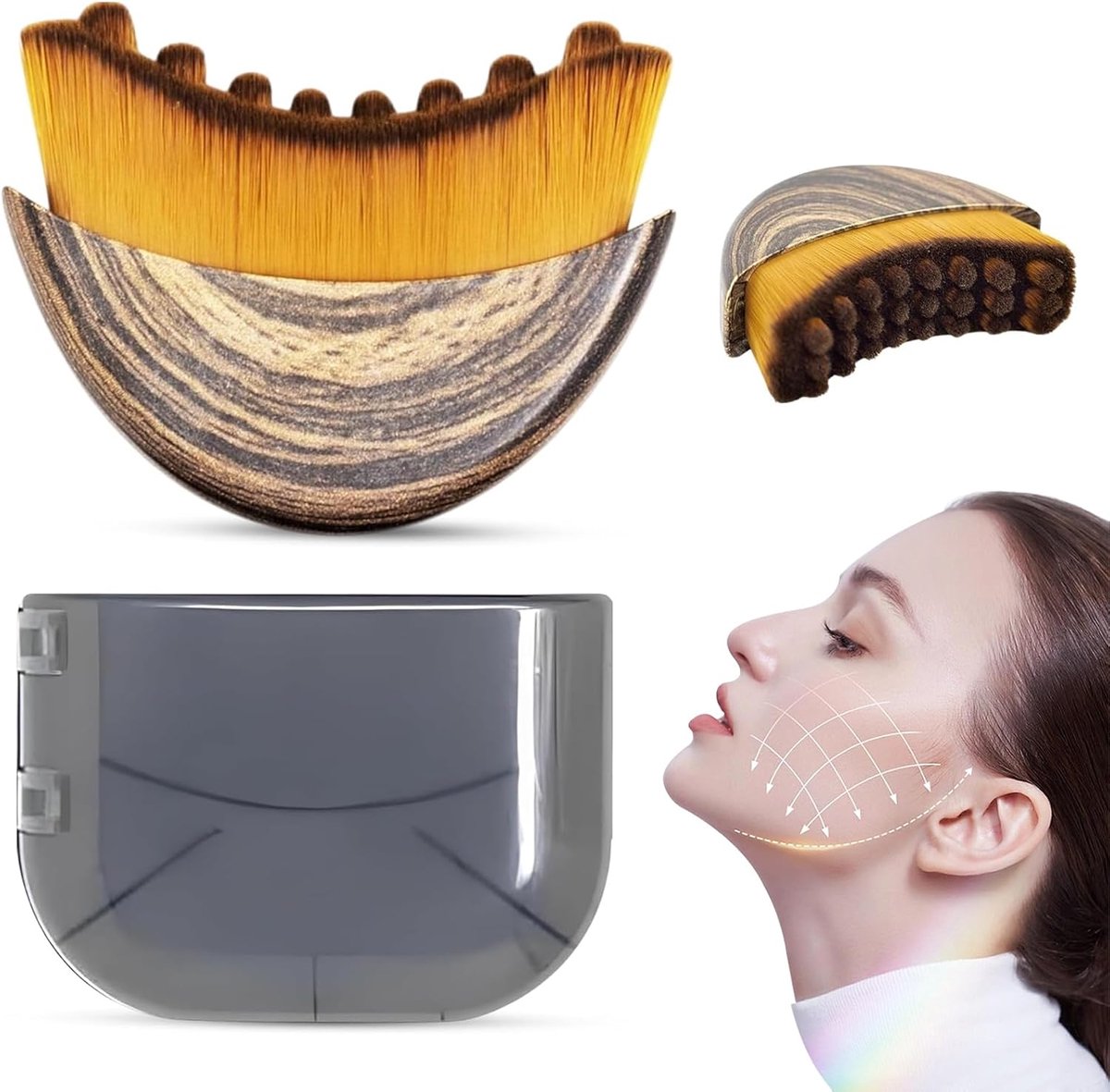 Thijox - Lymfeborstel Gezichtsborstel Reinigingsborstel met Opbergdoos voor Huidverzorging en Kaakmodellering, Perfect voor Thuisgebruik en Spa