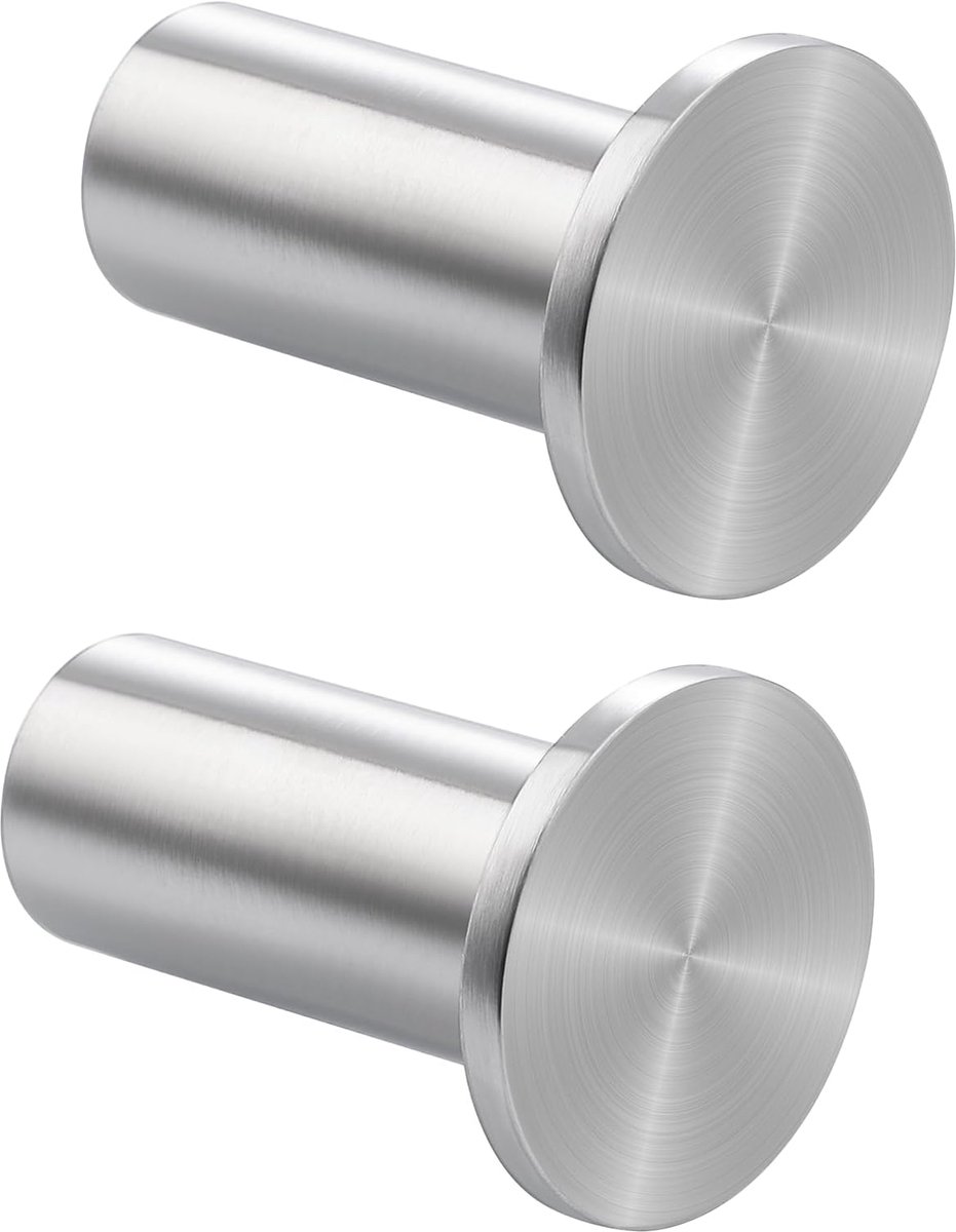 Thijox - Wandhaken Roestvrij Staal - Handdoekhaken Geborsteld Zilver - 2 Stuks Kledinghaken voor Badkamer, Keuken, Slaapkamer - Wandmontage Kapstokhak